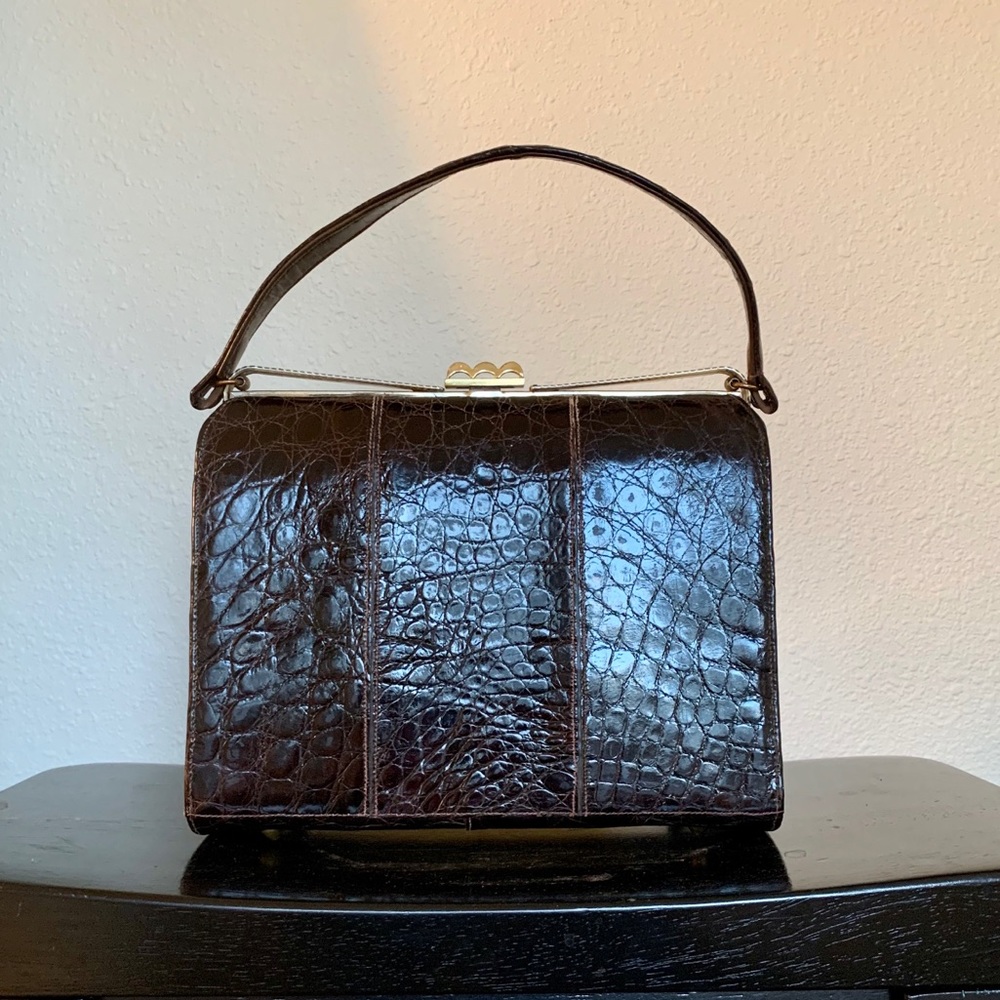 Vintage 1940s/50s Crocodile/Alligator purse